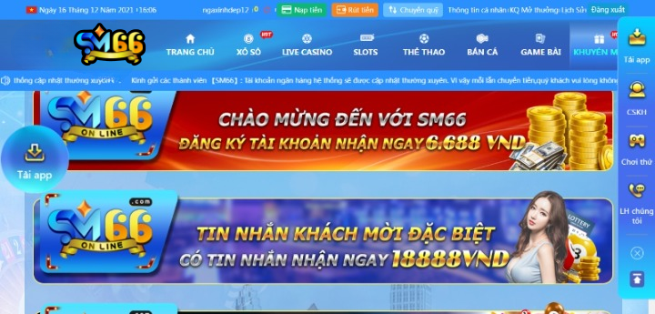 Người chơi cần đủ 18 mới đăng ký SM66 được